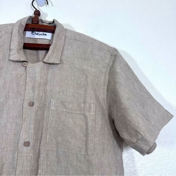 Claude Tulum Cameron 100% Linen Shirt in Beige Size S - Picture 3 of 10
